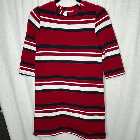 Zara Trafaluc Red‎ Blue White Striped Short Sleeve Mini Dress Size Small Casual - Picture 1 of 7